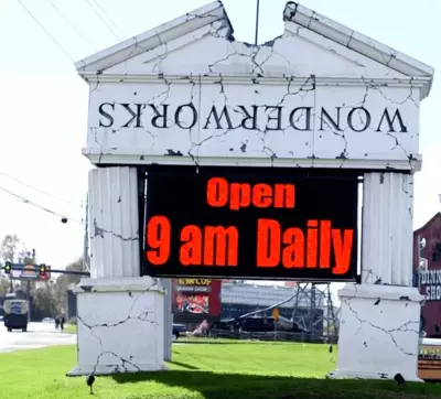 Outdoor sign for WonderWorks in Pigeon Forge