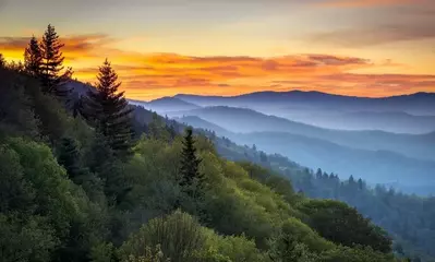 Gorgeous mountain photo taken at the best time to visit Gatlinburg TN.
