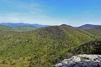 View of the Smoky Mountains from a rock overlook