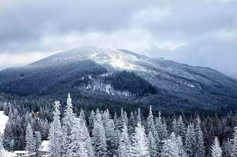 Winter mountains in the valley