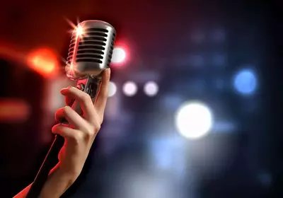 Close up on microphone at Smoky Mountain music venu