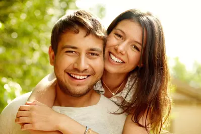 Couple smiling