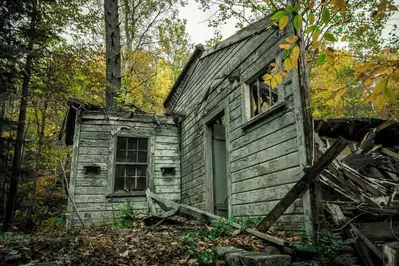 dilapidated cottage in Elkmont Ghost Town