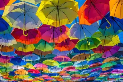colorful umbrella sky