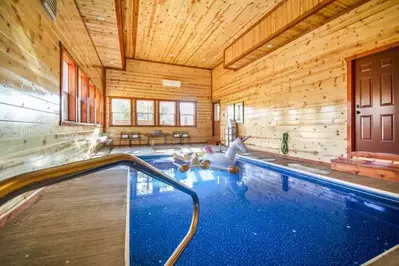 pool inside of a pigeon forge cabin rental