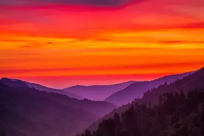 sunset from Morton Overlook in the Smoky Mountains