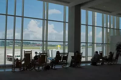 Rocking chairs at McGhee Tyson Airport near Gatlinburg TN.