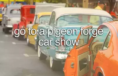 close up on cars during Pigeon Forge car show