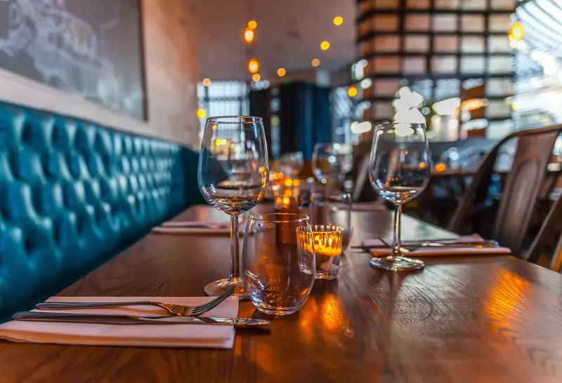 glasses in a restaurant