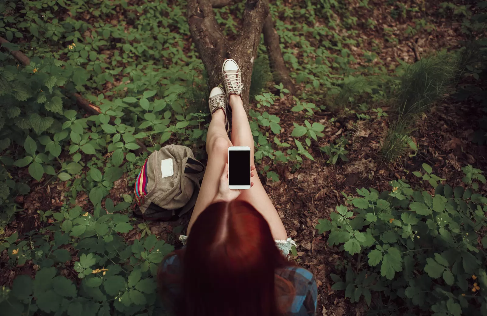 relaxing in the woods