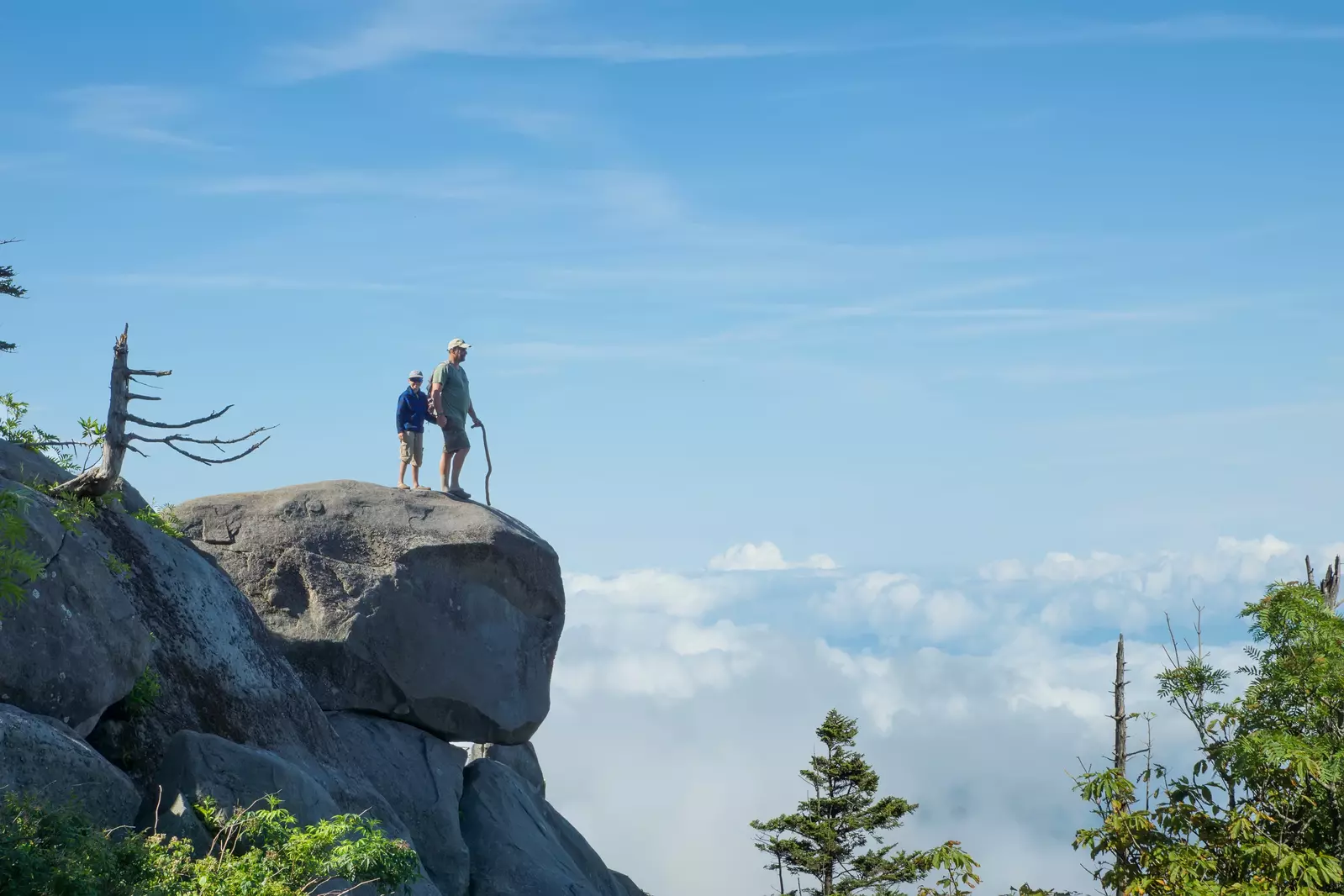 couple looks down from high in the smokies