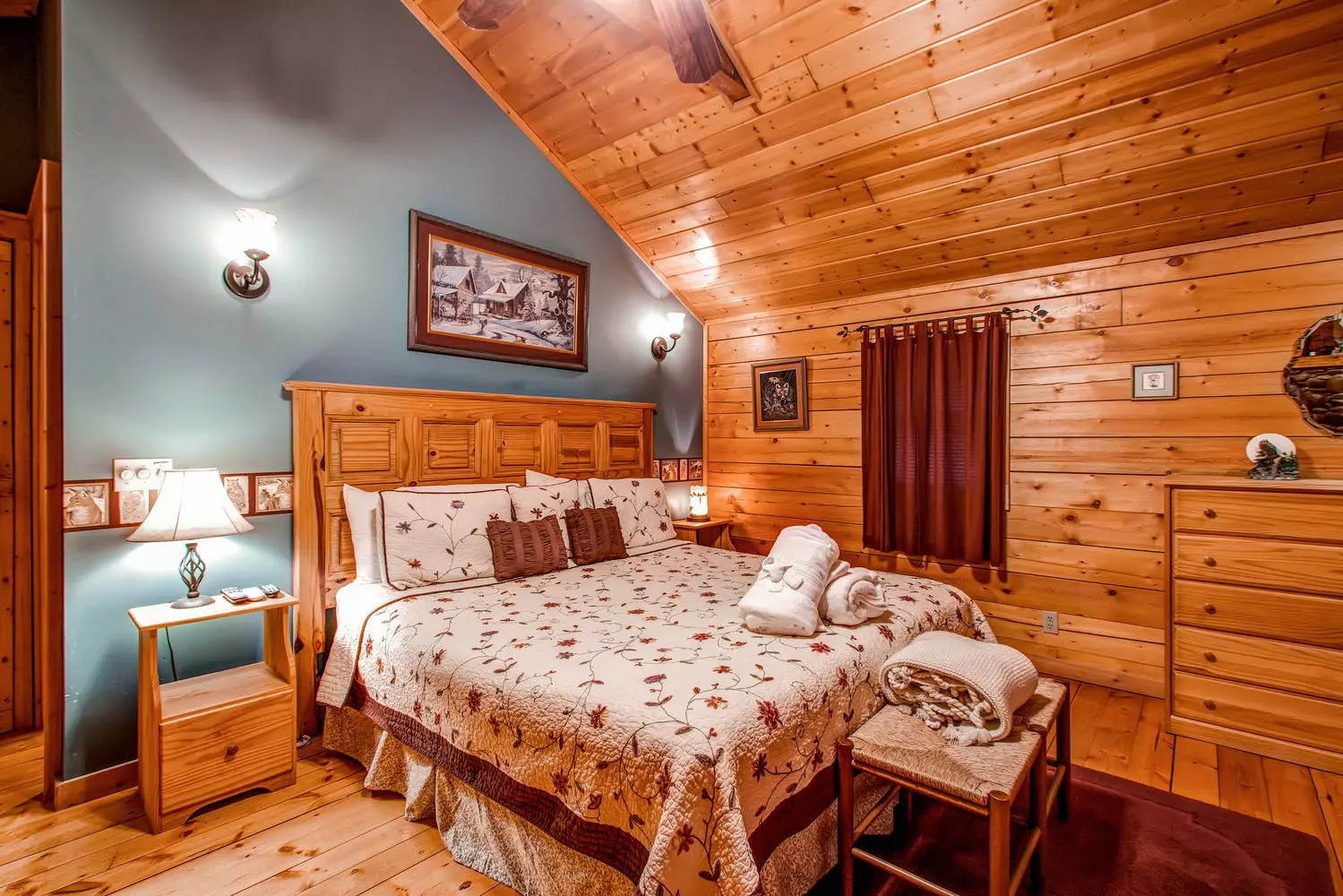 Relax in bedroom with gas fireplace