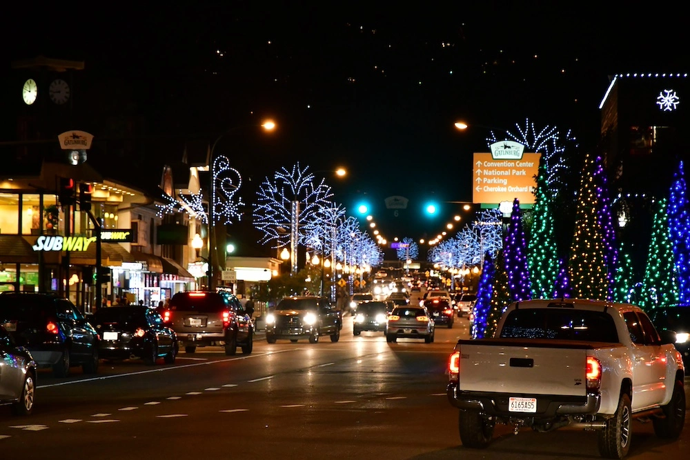 Winterfest lights in downtown Gatlinburg
