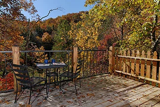 Allen's Hideaway back deck in fall