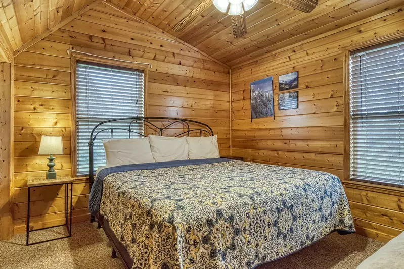 Amazing Grace upper level bedroom with king size bed 