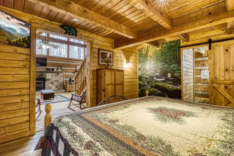 Back to Nature main level bedroom with king size bed