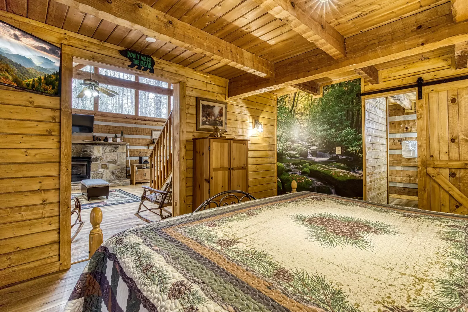 Back to Nature main level bedroom with king size bed