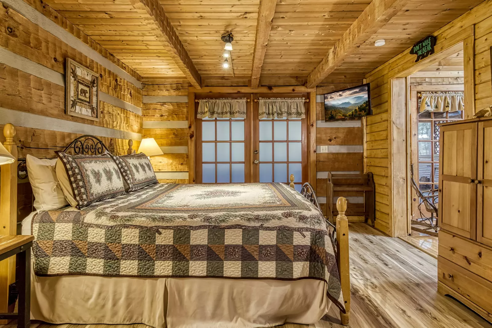 Back to Nature main level bedroom with king size bed