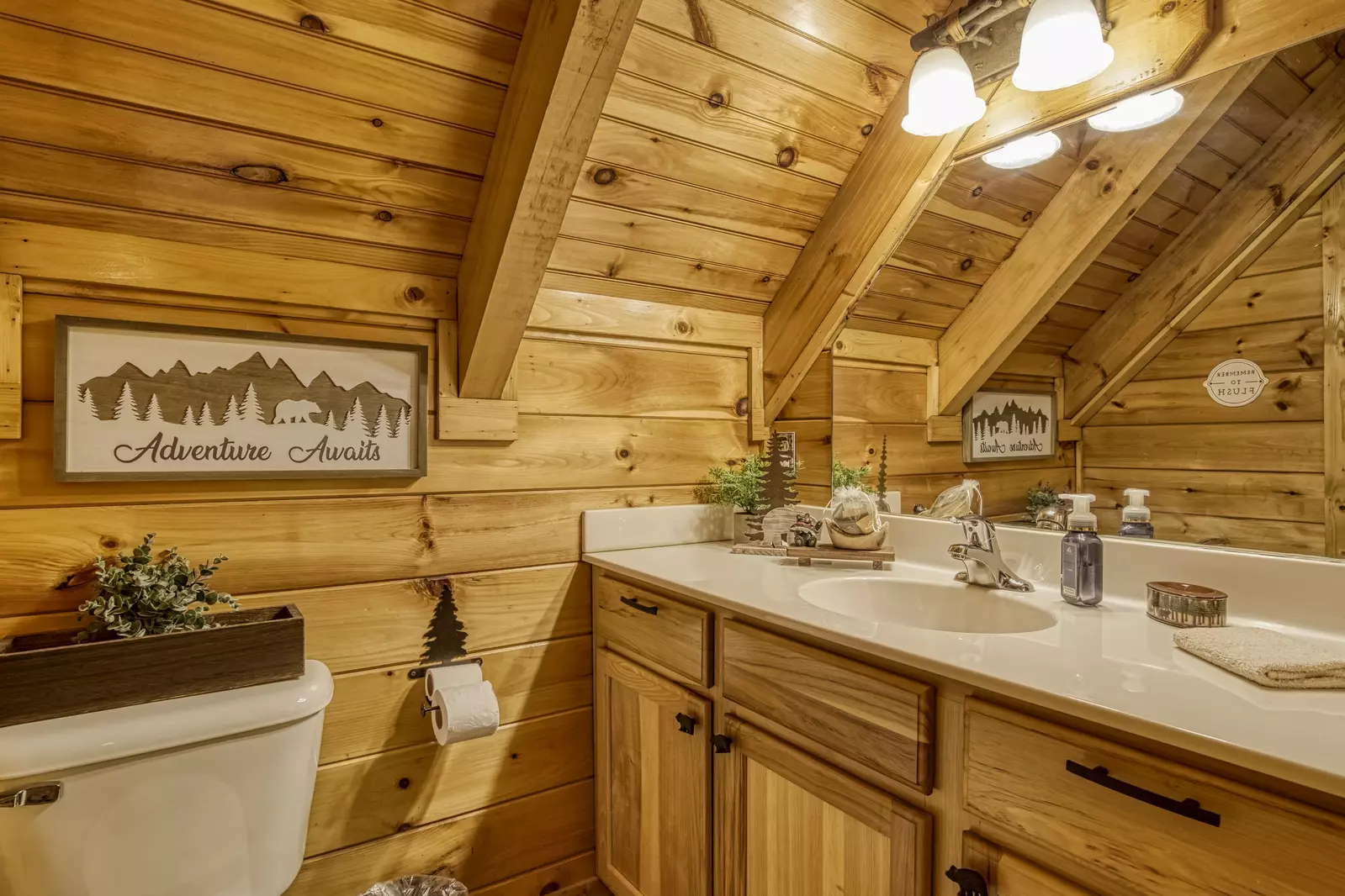 Bearfoots Cozy Cabin upper level bathroom