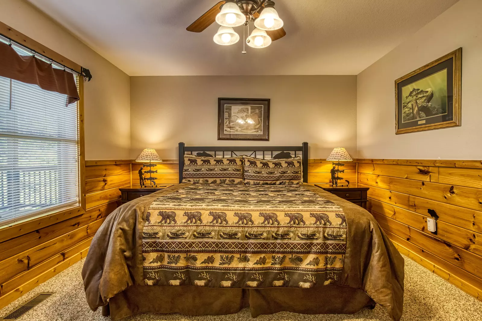 Getaway Mountain Lodge lower level bedroom two with king size bed