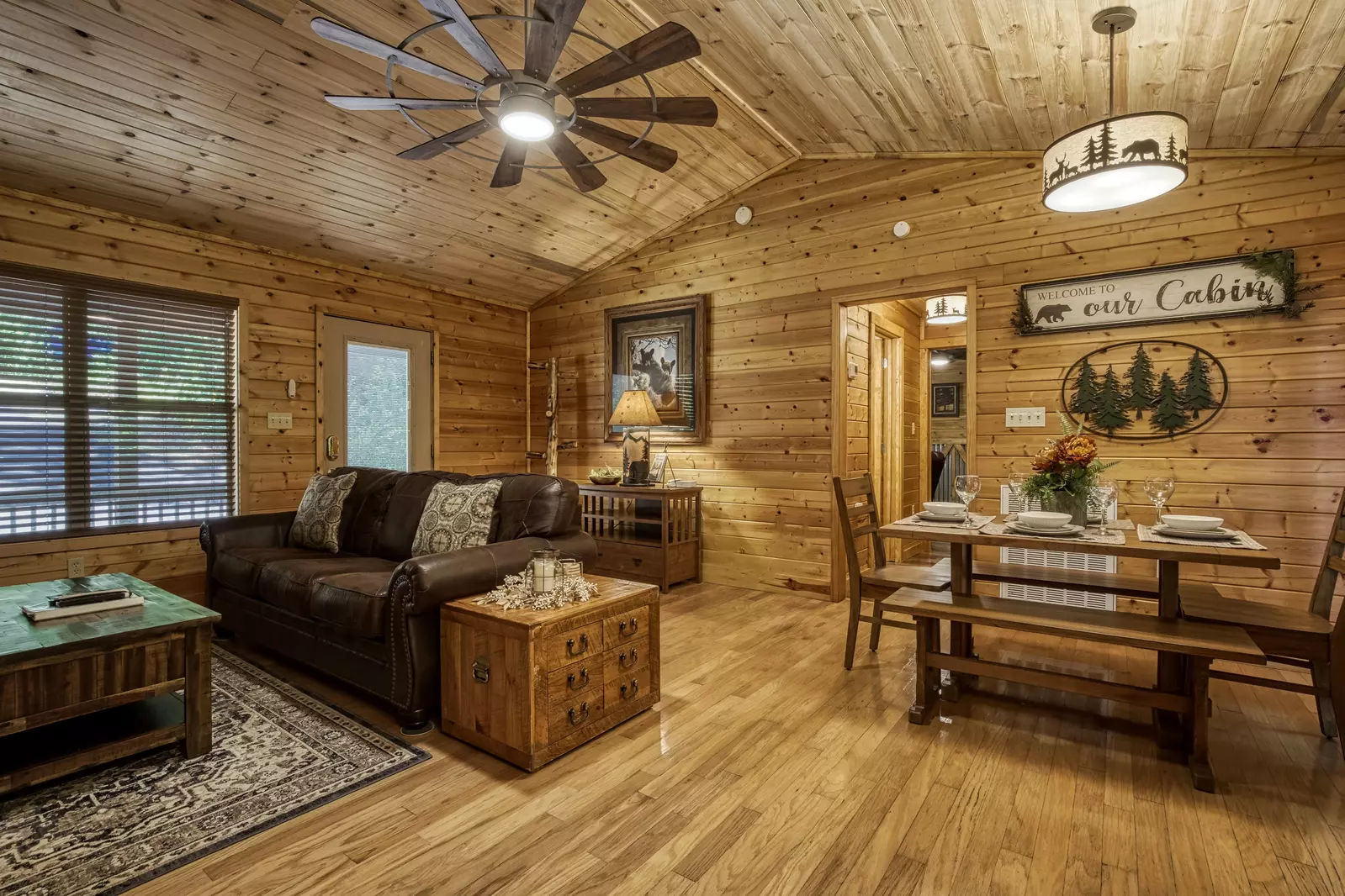 Honeymoon Hideaway living room and dining table