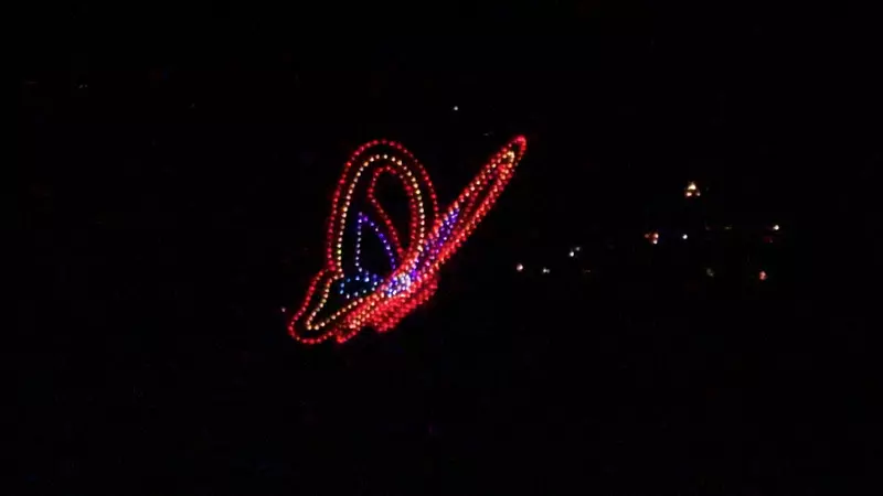 View of Dollywood's Seasonal Drone and Fireworks Show 