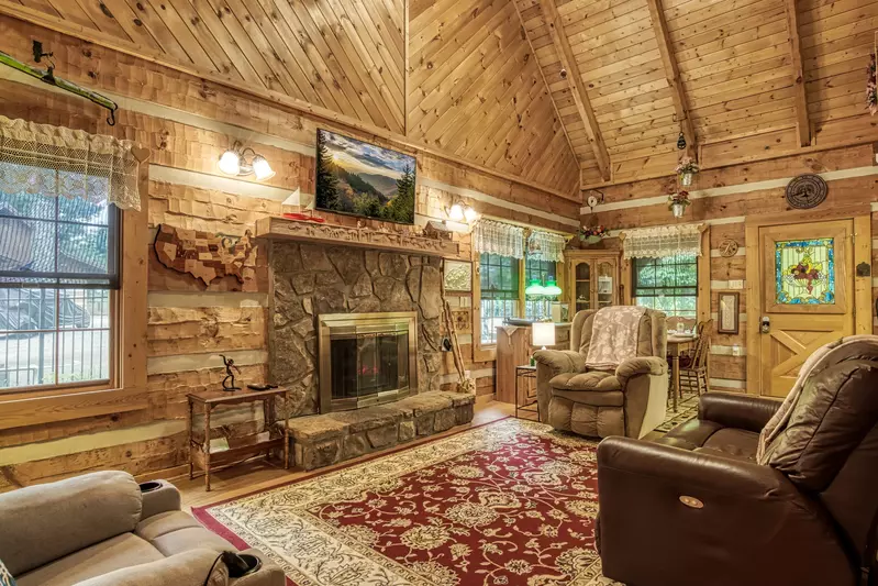 Striking in the Smokies living room and dining area