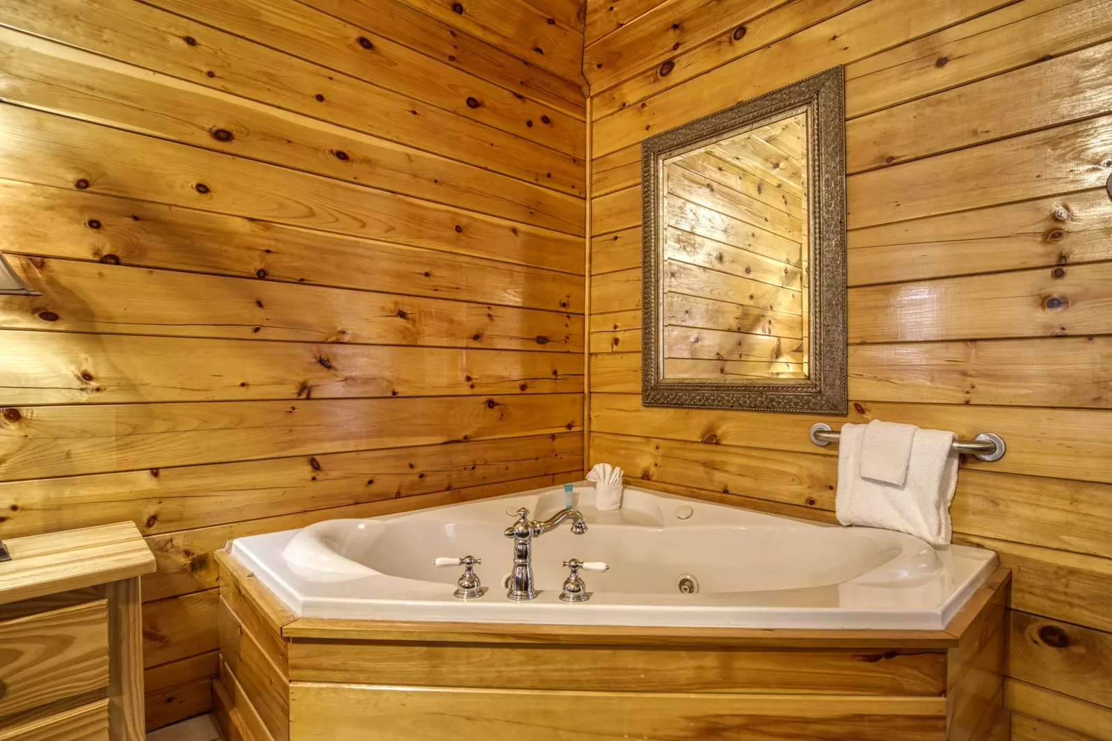 Three Bears - Main level bedroom one with whirlpool tub