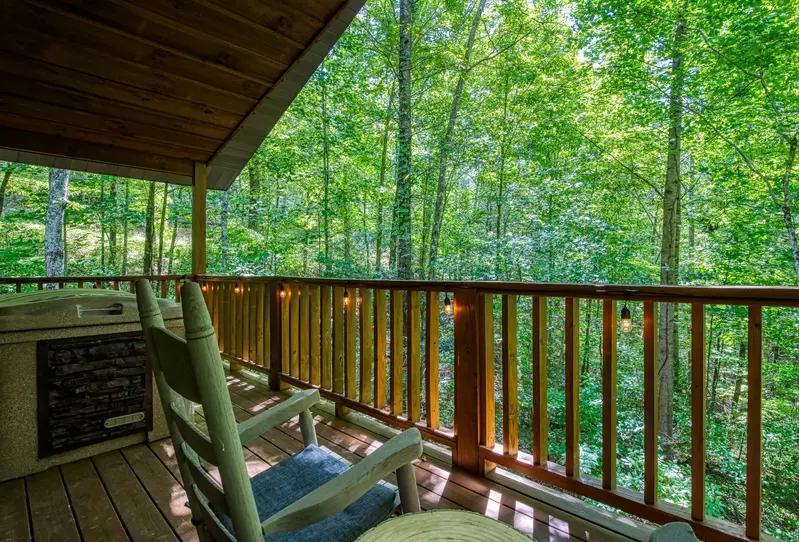 Unforgettable covered back deck with hot tub