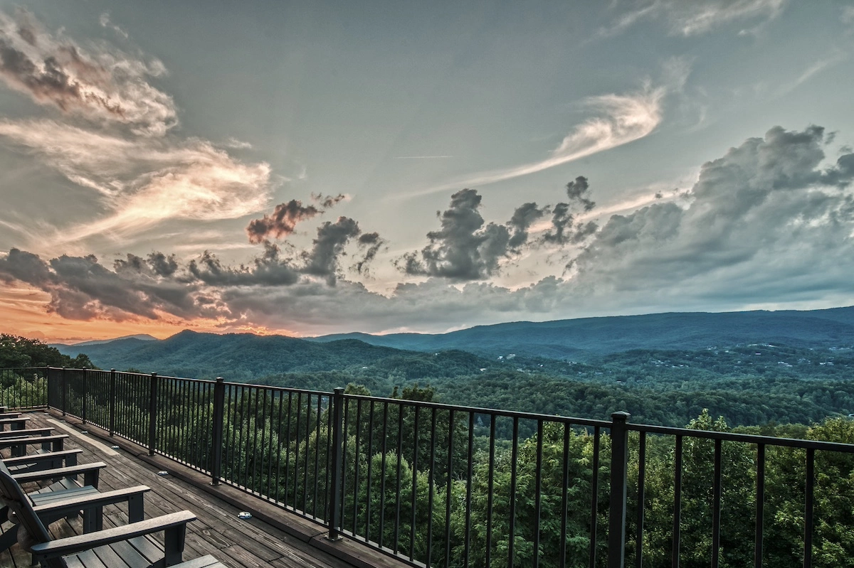 deck of cabin in the Smoky Mountains