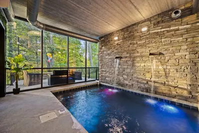 swimming pool inside Smoky Mountain cabin