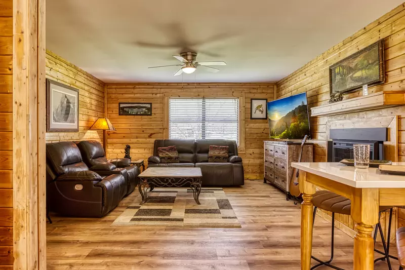 Happy Hollow Hideaway living room and bar top