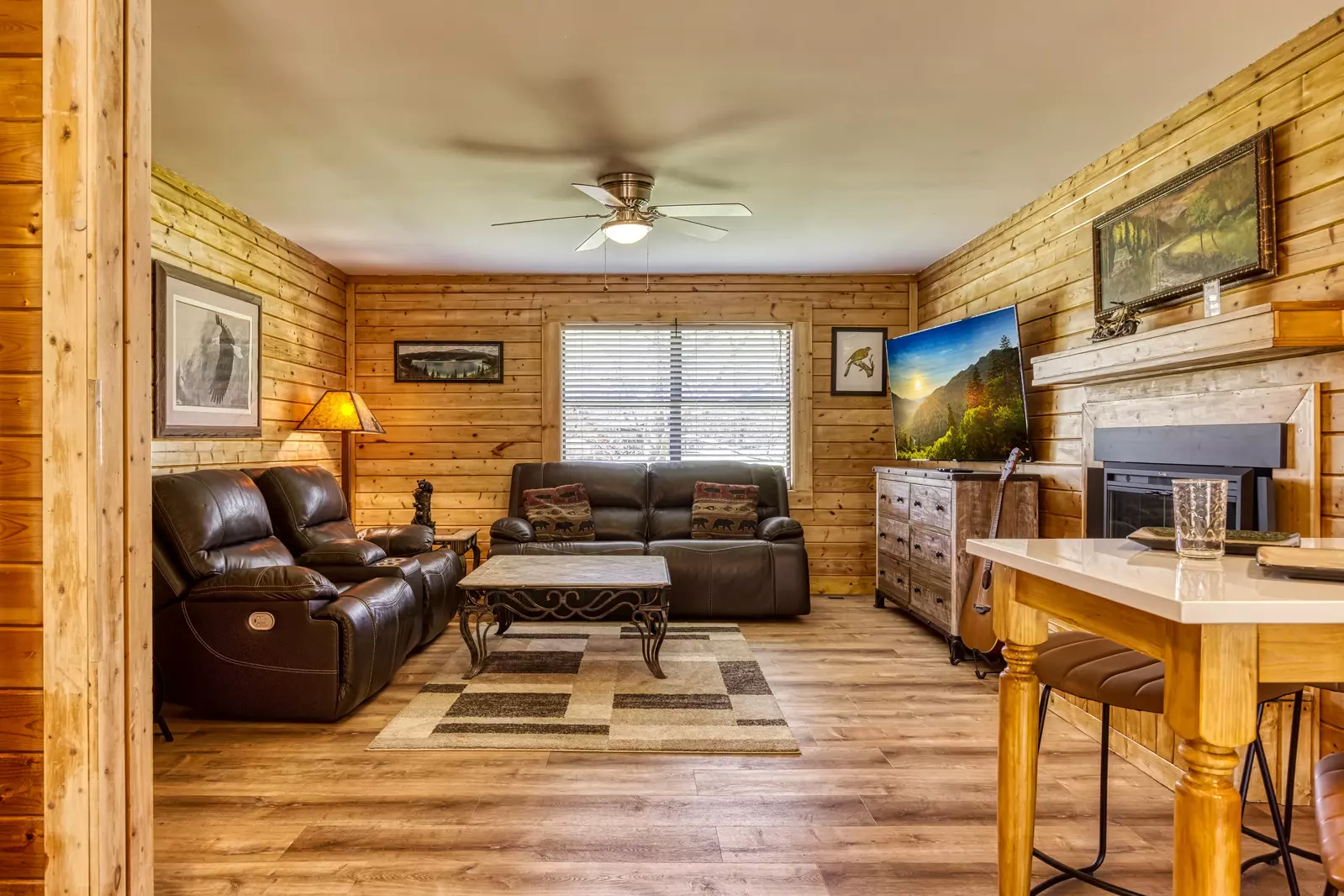Happy Hollow Hideaway living room and bar top