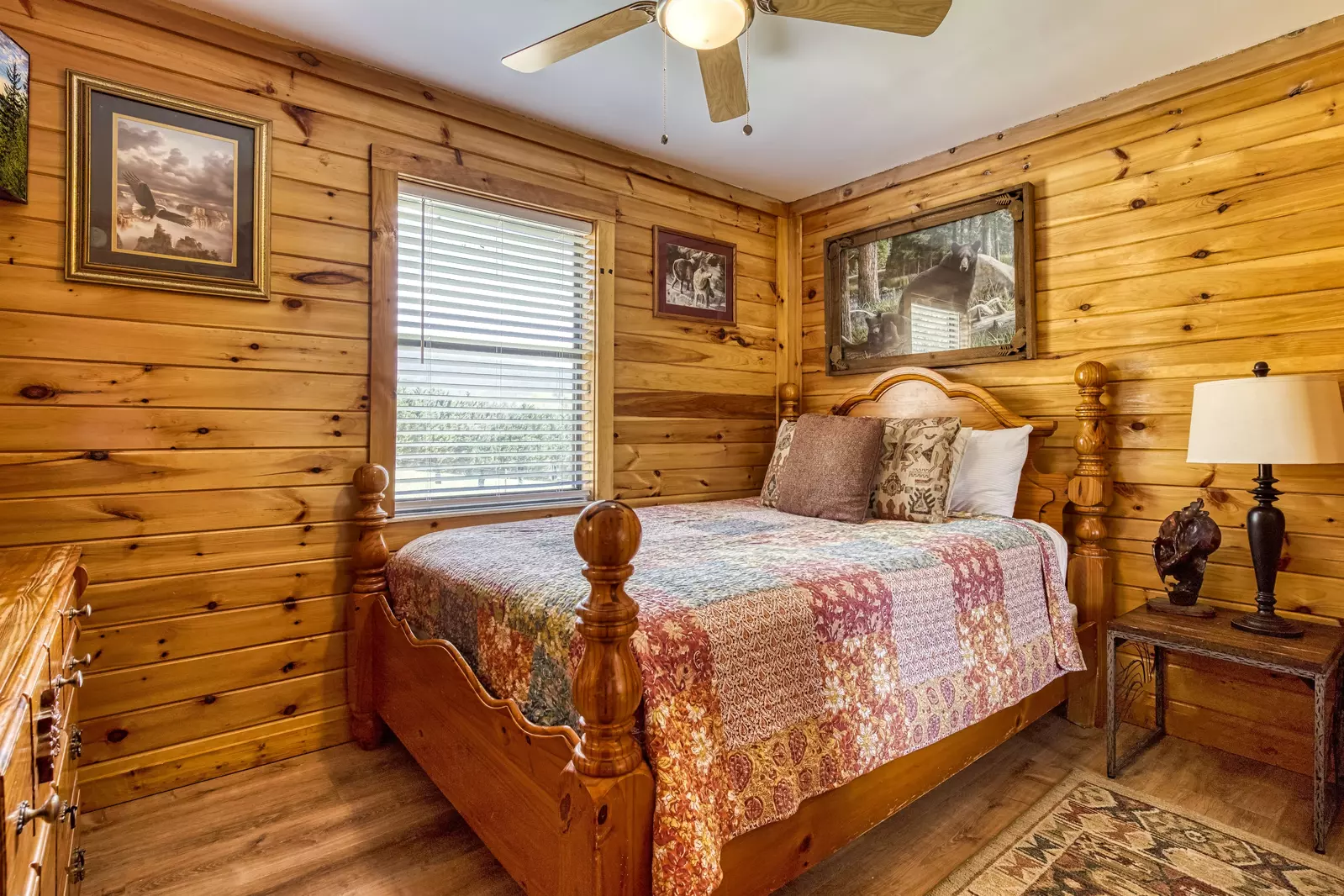 Happy Hollow Hideaway main level bedroom two with queen size bed