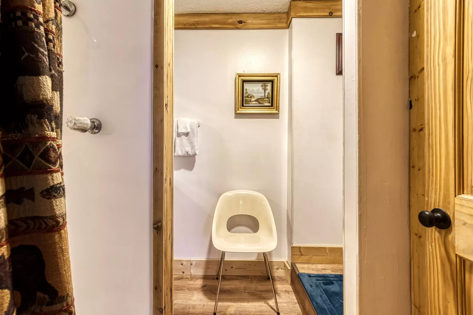 Happy Hollow Hideaway lower level bathroom with walk in shower