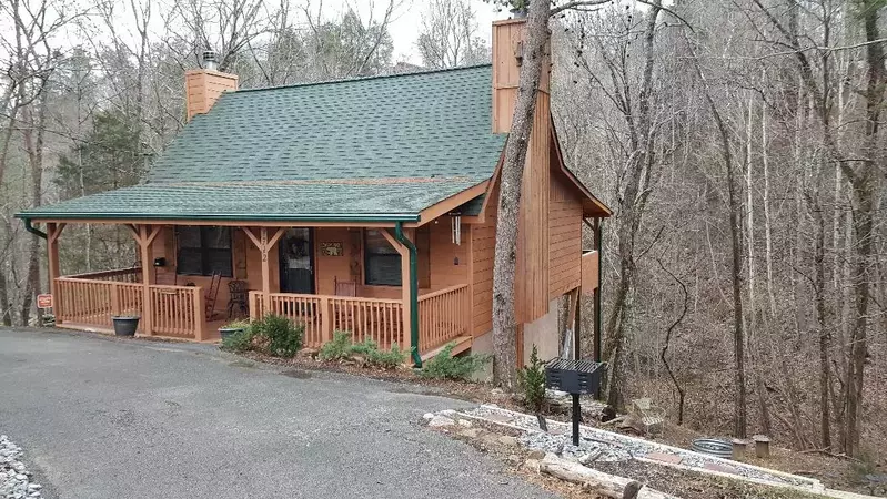 Side view of Cabin and Driveway
