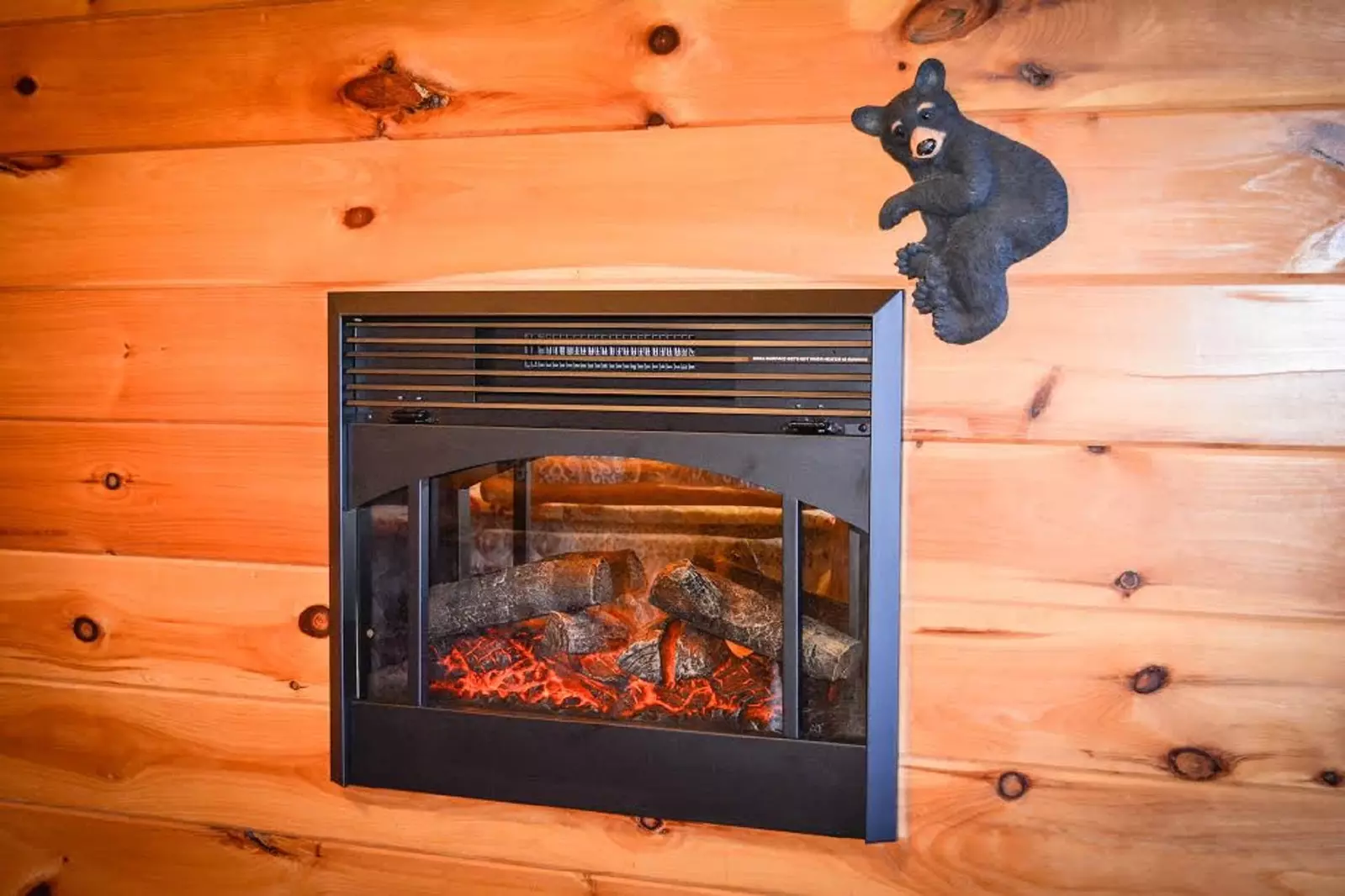King bedroom electric fireplace