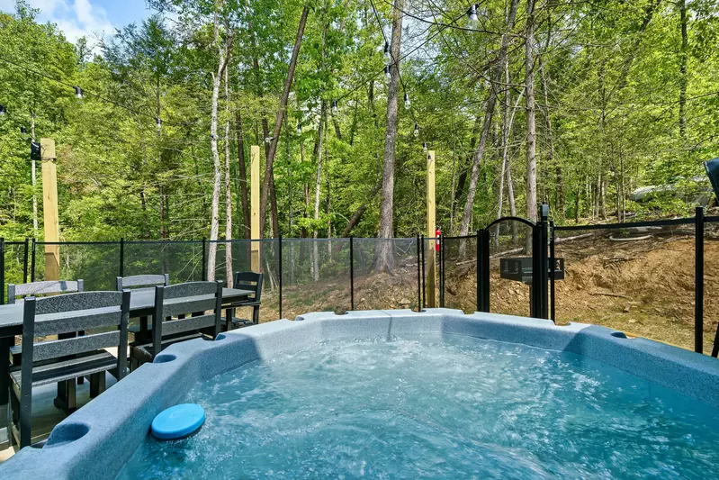 Just outside the garage door, their is a hot tub for you to enjoy.