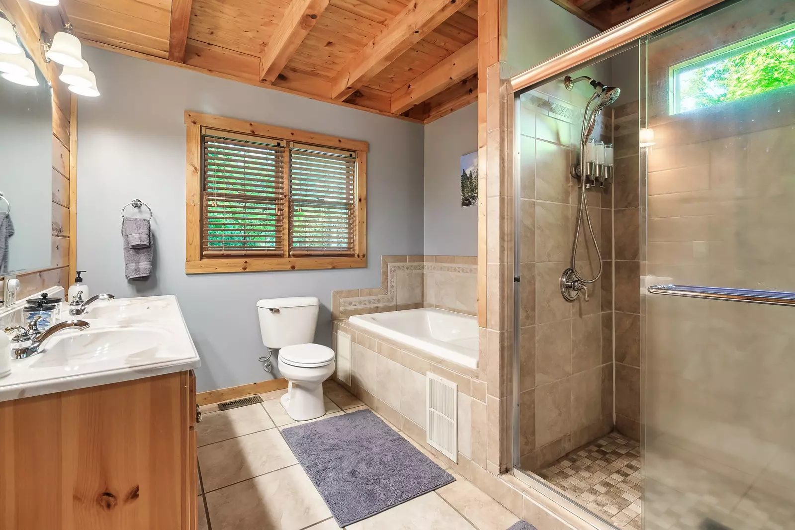 Soak in the jacuzzi tub or shower