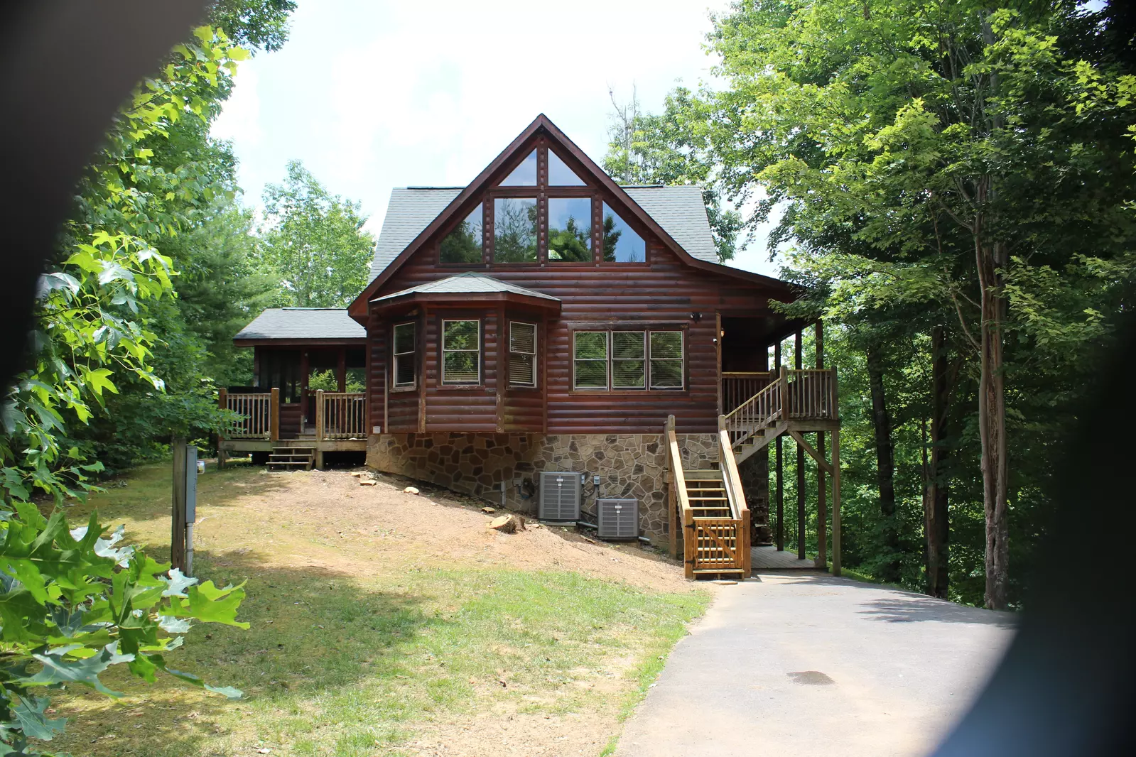 With the trees recently removed from the east side of the cabin