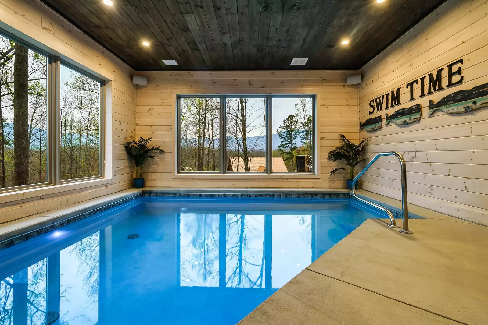 The indoor heated saltwater pool can be enjoyed no matter the weather outside!