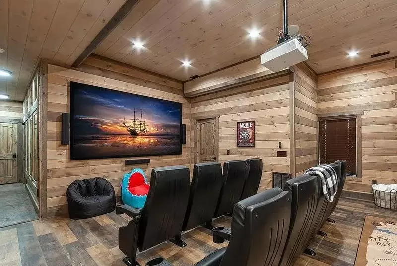 Private theater with theater style popcorn machine