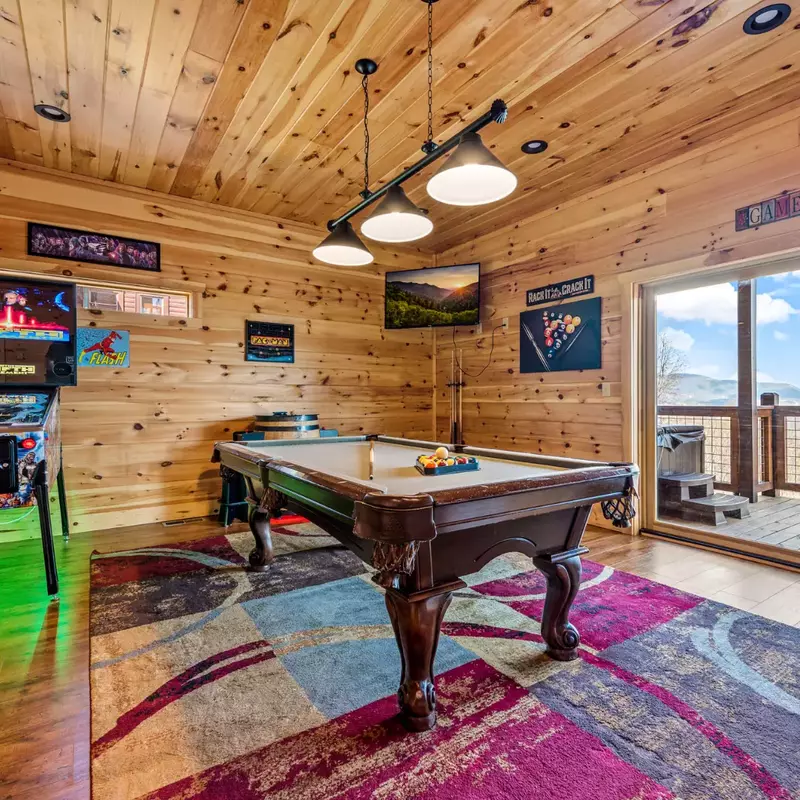Game Room with pool table and virtual arcade