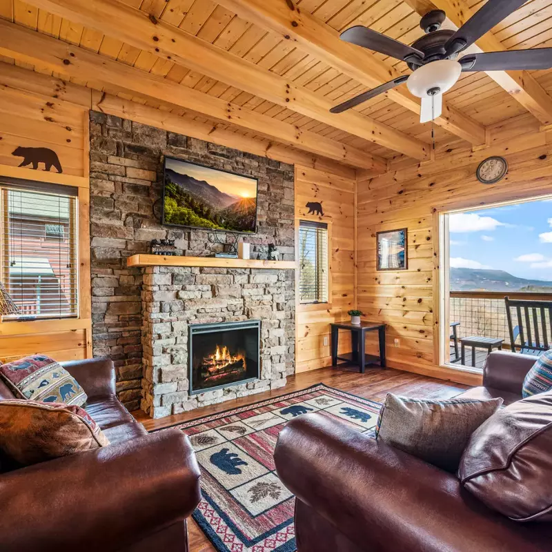 Family Room with electric fireplace.