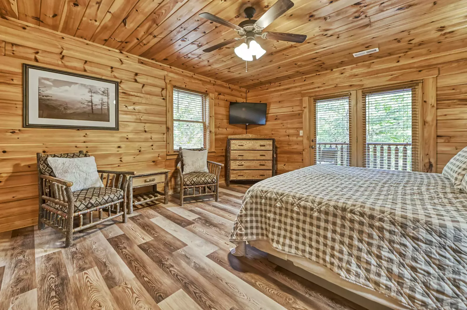 Lower Level Bedroom with king brand ad brand new 43" Roku 4K TV