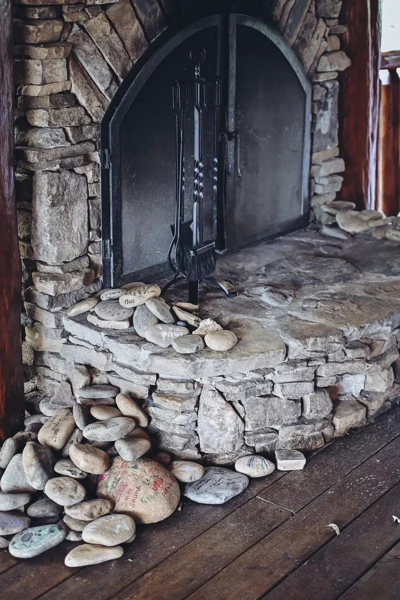 Make memories at A Mountain Song and leave your mark on one of the rocks on the large stone outdoor fireplace