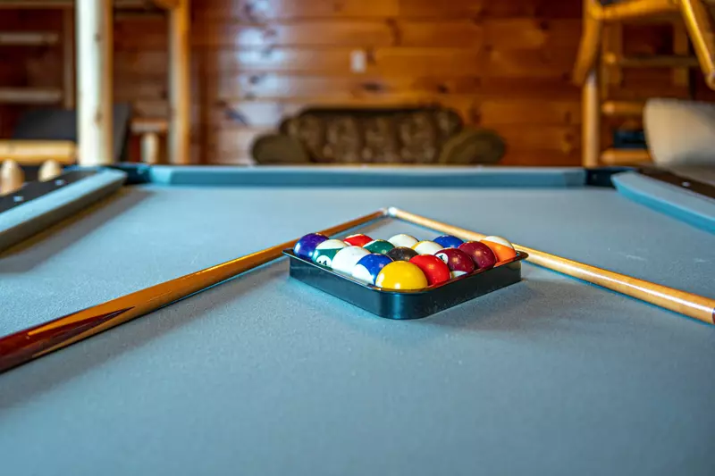 Lower level game room pool table