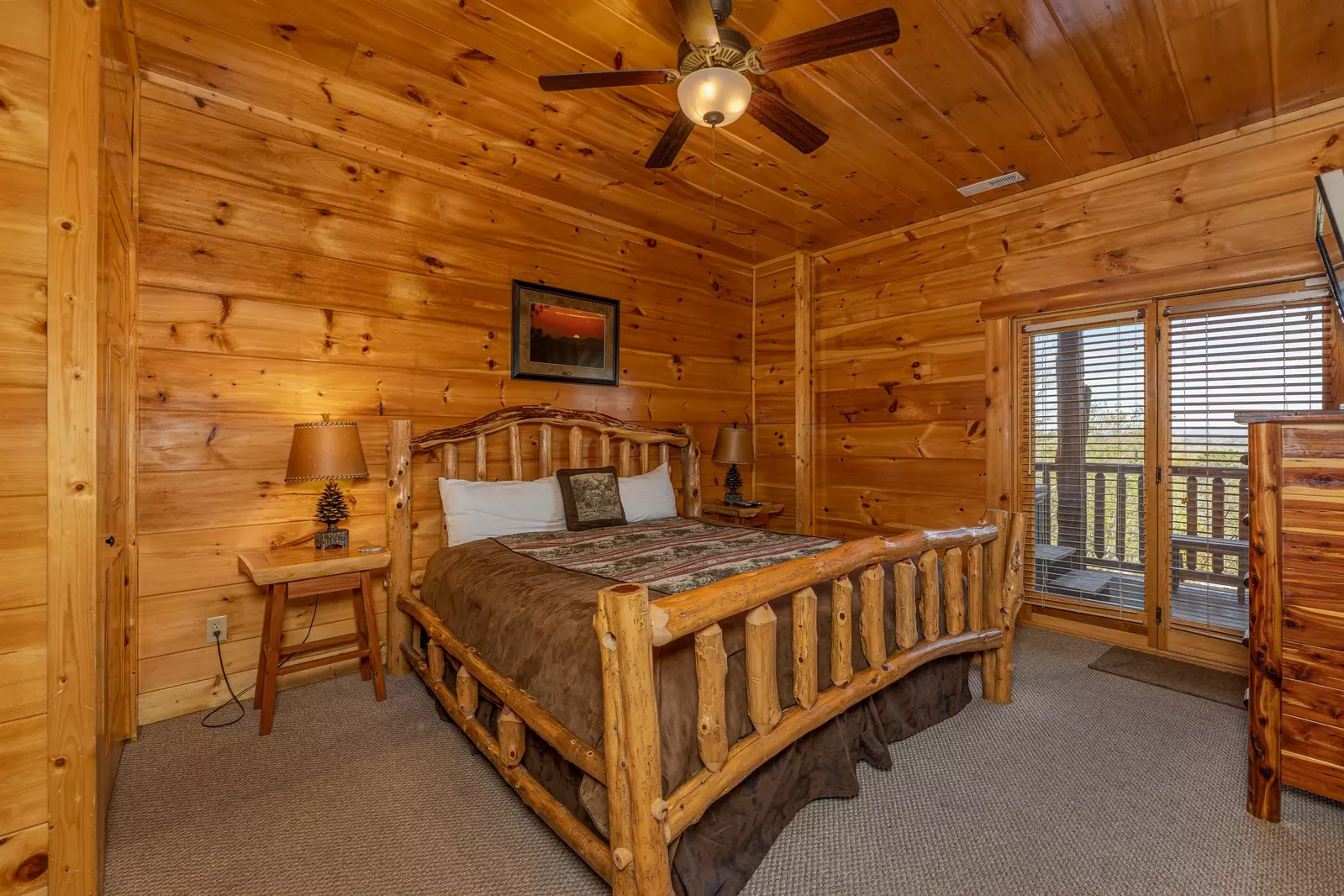 lower level bedroom with full bath and porch