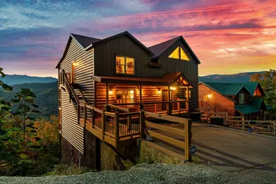 Cabin sits on top of the mountain