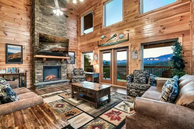 Comfortable living room with electric fireplace